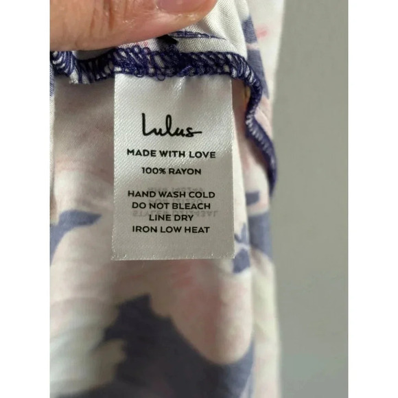 Lulus Womens Tropical Vacation Dress V-Neck Floral Wrap Flutter Sleeve Blue Sz S - Picture 14 of 14